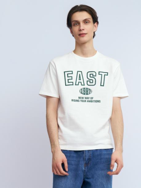 Футболка из плотного трикотажа с принтом-надписью ZOLLA