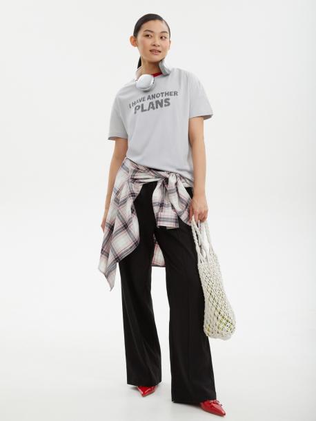 Футболка из хлопка с принтом-надписью ZOLLA