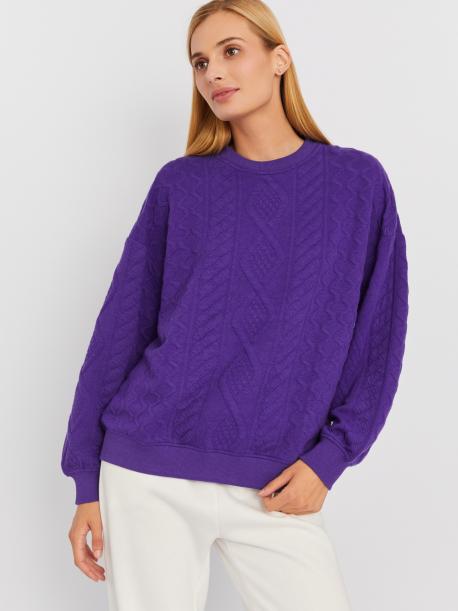 Трикотажный свитшот с длинным рукавом и фактурным узором ZOLLA