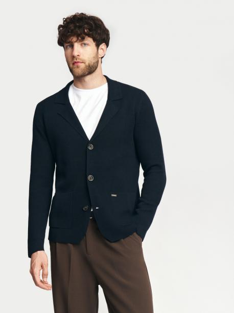 Вязаный кардиган на пуговицах с воротником и карманами ZOLLA