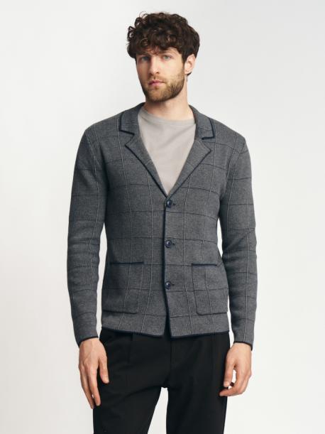 Вязаный кардиган в клетку на пуговицах ZOLLA