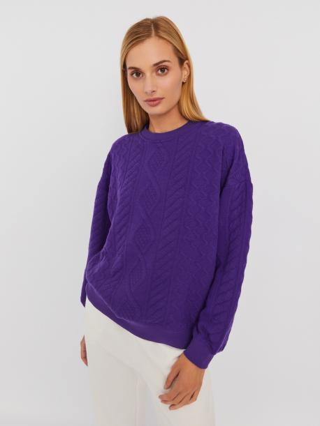 Трикотажный свитшот с длинным рукавом и фактурным узором ZOLLA