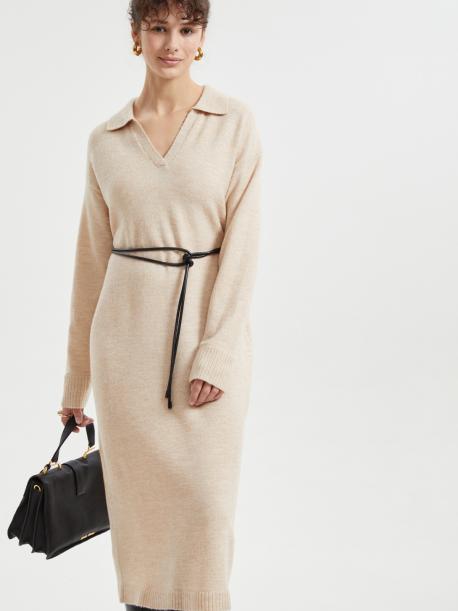 Вязаное платье-джемпер с воротником ZOLLA