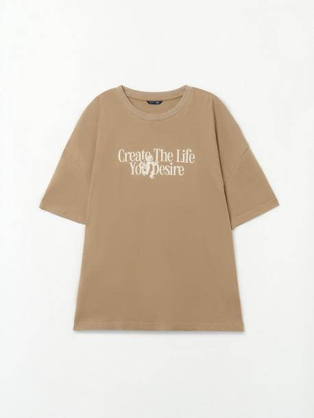 Футболка оверсайз из хлопка с надписью ZOLLA