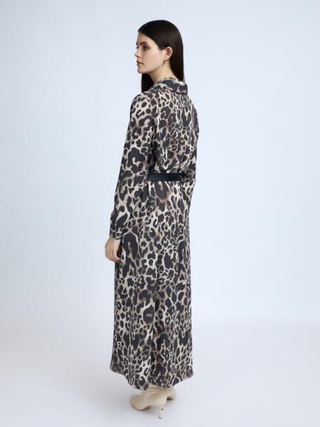 Платье-рубашка макси с леопардовым принтом и ремнём ZOLLA