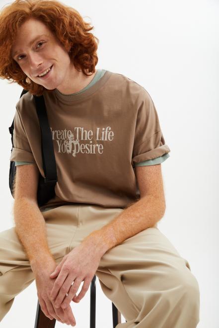 Футболка оверсайз из хлопка с надписью ZOLLA