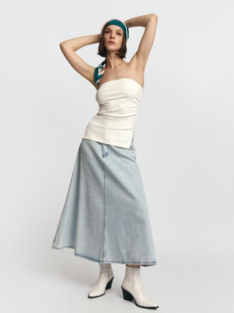 Трикотажный топ-бандо с открытыми плечами ZOLLA