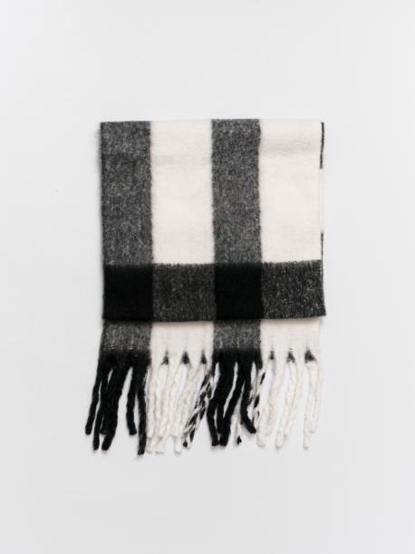 Тёплый шарф в клетку с длинной бахромой ZOLLA