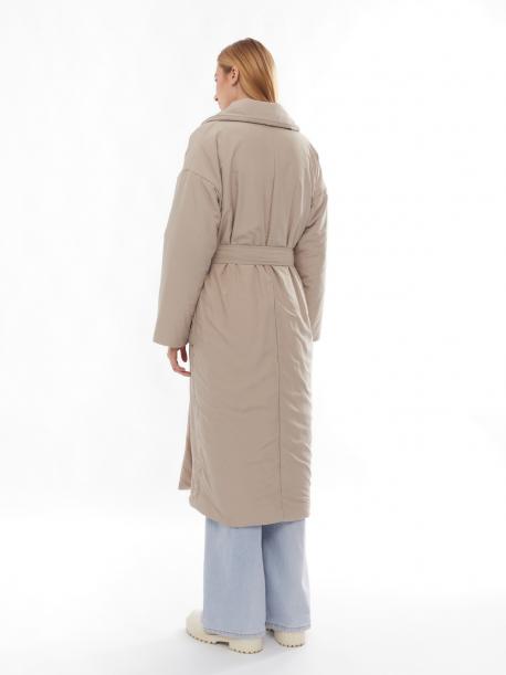 Утеплённое пальто с отложным воротником и поясом ZOLLA