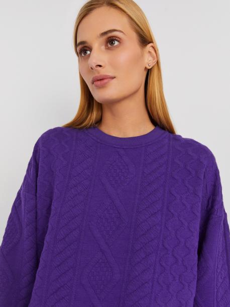 Трикотажный свитшот с длинным рукавом и фактурным узором ZOLLA