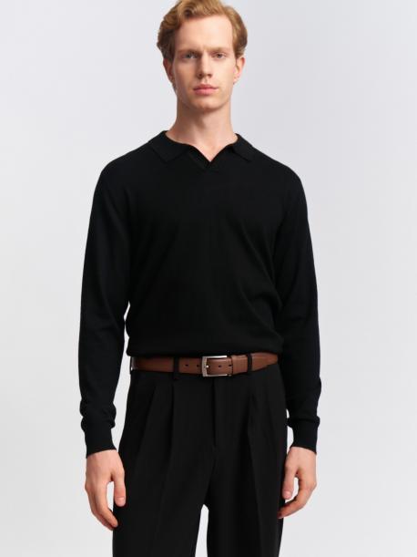 Трикотажный джемпер поло с длинным рукавом ZOLLA