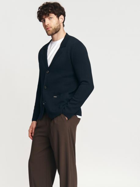 Вязаный кардиган на пуговицах с воротником и карманами ZOLLA