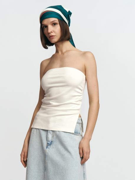 Трикотажный топ-бандо с открытыми плечами ZOLLA