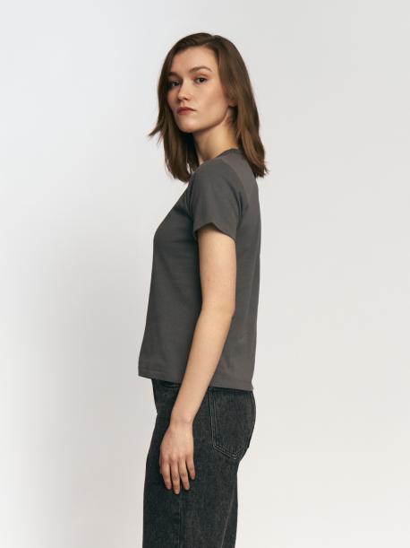 Футболка из хлопка однотонная ZOLLA