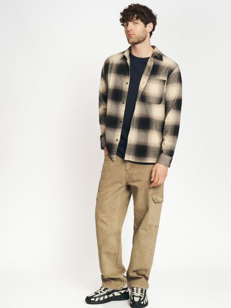 Рубашка из хлопка с длинным рукавом и узором в клетку ZOLLA