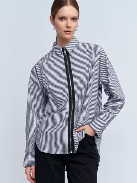 Рубашка из хлопка свободного силуэта на молнии ZOLLA