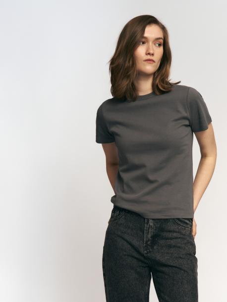 Футболка из хлопка однотонная ZOLLA