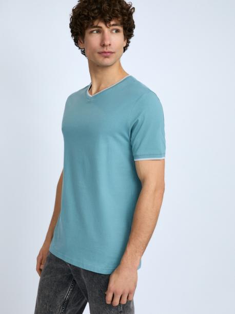 Футболка из хлопка с треугольным вырезом ZOLLA