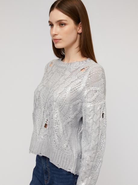 Вязаный рваный джемпер с блеском и узором косы ZOLLA