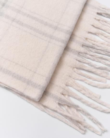 Тёплый шарф в клетку с длинной бахромой ZOLLA