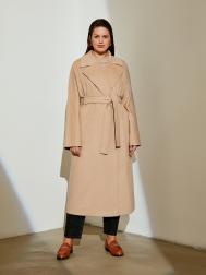 Пальто с поясом длинное бежевое 4XL(56) Lalis