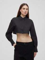 Рубашка женская короткая из хлопка, цвет – черный Aimclo