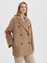 Пальто женское двубортное укороченное, цвет – коричневый Aimclo