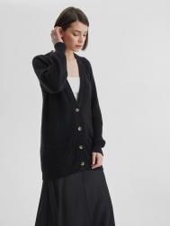Кардиган женский из хлопка с карманами, цвет – черный Aimclo