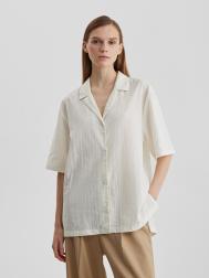 Рубашка женская с коротким рукавом из лёгкого хлопка, цвет – молочный Aimclo
