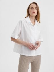 Рубашка женская с коротким рукавом из хлопка, цвет – белый Aimclo