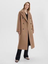 Пальто женское А-силуэта двубортное удлинённое, цвет – коричневый Aimclo