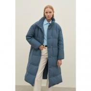 куртка   зимняя, средней длины, силуэт свободный, водонепроницаемая, карманы, стеганая, съемный капюшон, размер XL, голубой Finn Flare