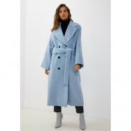 Пальто  , демисезон/зима, шерсть, силуэт прямой, удлиненное, размер 40/44, голубой AZELLRICCA