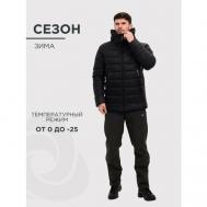 куртка  зимняя, силуэт свободный, ветрозащитная, размер 60-62 182-188, черный COSMOTEX