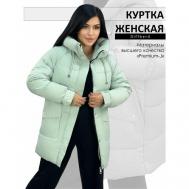 куртка  зимняя, средней длины, силуэт прямой, капюшон, карманы, размер 48, бирюзовый Diffberd