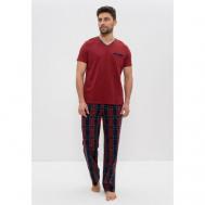 Комплект , футболка, брюки, карманы, размер 54, бордовый CLEO