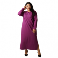 Платье-толстовка , повседневное, классическое, прямой силуэт, макси, размер 58, фиолетовый Elena Tex