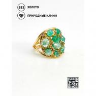 Кольцо  Эксклюзив, желтое золото, 585 проба, изумруд, бриллиант, размер 17.5, зеленый Кристалл мечты