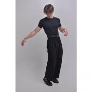 Шаровары  Широкие вельветовые брюки с защипами, размер S, черный Pogarti