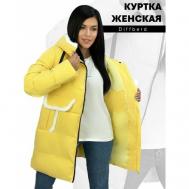куртка  зимняя, средней длины, силуэт прямой, карманы, размер 56, желтый Diffberd