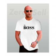 Футболка Футболка парная хлопковая унисекс the boss это босс, размер 8XL, белый Zerosell