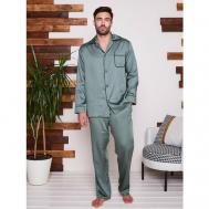 Пижама , карманы, размер 52, зеленый Малиновые сны