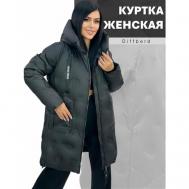 куртка  зимняя, средней длины, силуэт прямой, карманы, размер 52, черный Diffberd