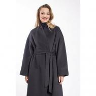 Пальто  демисезонное, шерсть, силуэт свободный, удлиненное, размер 50, серый Modetta_style