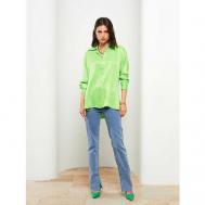 Рубашка  , классический стиль, свободный силуэт, однотонная, размер 38, зеленый Balins