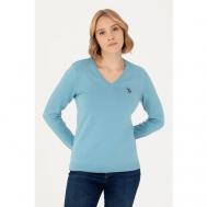 Пуловер , длинный рукав, без карманов, размер М, голубой U.S.POLO ASSN