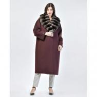 Пальто-реглан   зимнее, шерсть, силуэт свободный, средней длины, размер 42, фиолетовый MANZONI 24