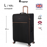 Чемодан , текстиль, жесткое дно, 105 л, размер L, черный IT Luggage