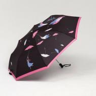 Мини-зонт , автомат, 3 сложения, для женщин, розовый, черный Fabretti