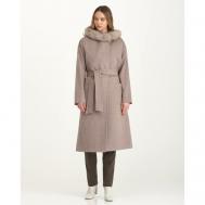 Пальто-реглан   демисезонное, демисезон/зима, шерсть, силуэт прямой, удлиненное, размер 40, коричневый Skinnwille